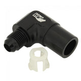 Metal Horse 6AN a GM LS EFI 5/16 Conector hembra de conexión rápida 90 grados Negro
