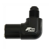 Metal Horse 6AN a GM LS EFI 5/16 Conector hembra de conexión rápida 90 grados Negro