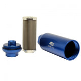 Metal Horse 12AN Full Flow - Stainless Steel Fuel Filter 150 Micron Element - Blue