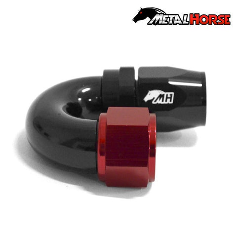 Metal Horse 12AN / AN12 Hose End 180 Degree - Black and Red